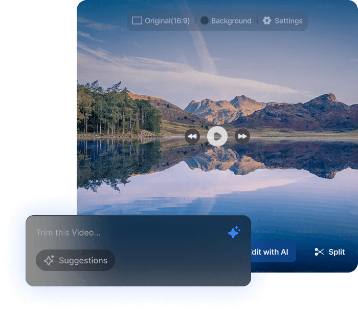 AI-powered video editing interface with browser-based editing tools
