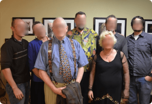 Example of face detection and blur effect applied to human faces in an image